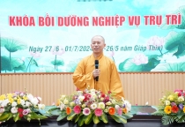 Kiên Giang: TT. Thích Minh Nhẫn sinh hoạt về công tác tuyên truyên truyền, củng cố niềm tin tín đồ Phật tử tại khóa Bồi dưỡng Nghiệp vụ Trụ trì năm 2024